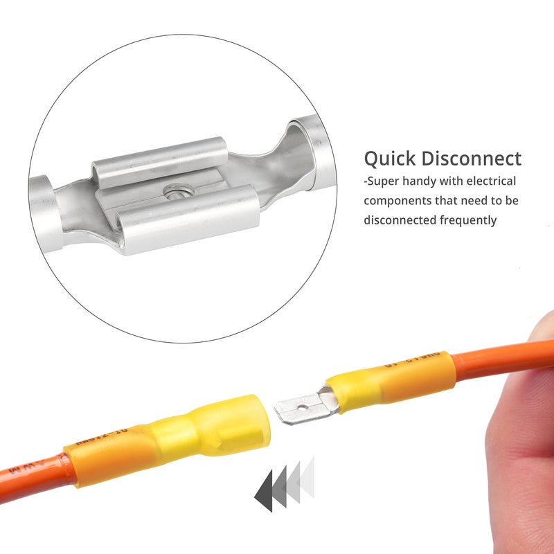 Wirefy Spade Connector Kit - Male and Female Spade Wire Connectors Kit - Quick Disconnect Electrical Terminal Connectors - 22-10 Gauge - 250 PCS - Image 3